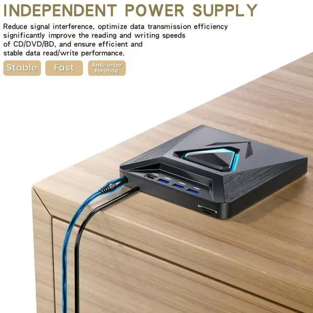 Alt view image 2 of 5 - External CD DVD Drive, USB 3.0 Type-C Portable CD/DVD +/-RW Drive/DVD Player with SD Card Reader USB 3.0 USB C Hub CD ROM Burner Compatible for Laptop Desktop PC Mac Windows 11/10/8/7 Linux (B21-Y)