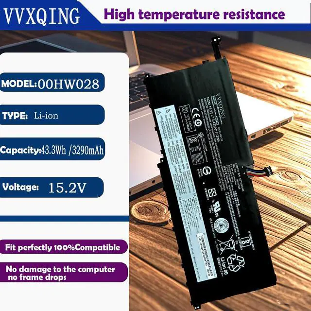Alt view image 2 of 5 - VVXQING 00HW028 SB10K97566 01AV409 Laptop Battery Replacement for Lenovo Thinkpad X1 Carbon 4th Gen 4 2016 / Yoga Gen1 Gen2 Series 00HW029 SB10K97567 SB10F46466 SB10F46467 01AV457 15.2V 50Wh 3290mAh