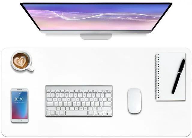 Main image of Boutilon Leather Desk Pad Protector,Non-Slip Mouse Pad,Laptop Desk Pad,Office Mouse Mat,Waterproof Leather Desk Blotter,Desk Writing Pad for Office and Home (XXL-White,47.2"x 17")