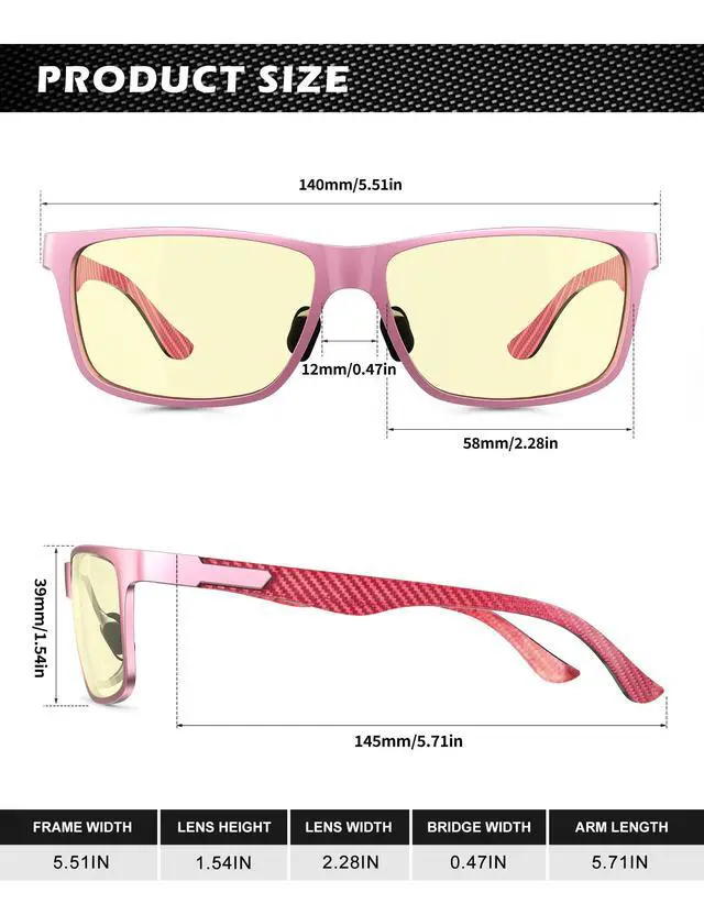 Alt view image 5 of 5 - ANYLUV Blue Light Blocking Glasses Men Computer Gaming Glasses Lightweight Al-Mg Metal Anti Eyestrain Eye Protection