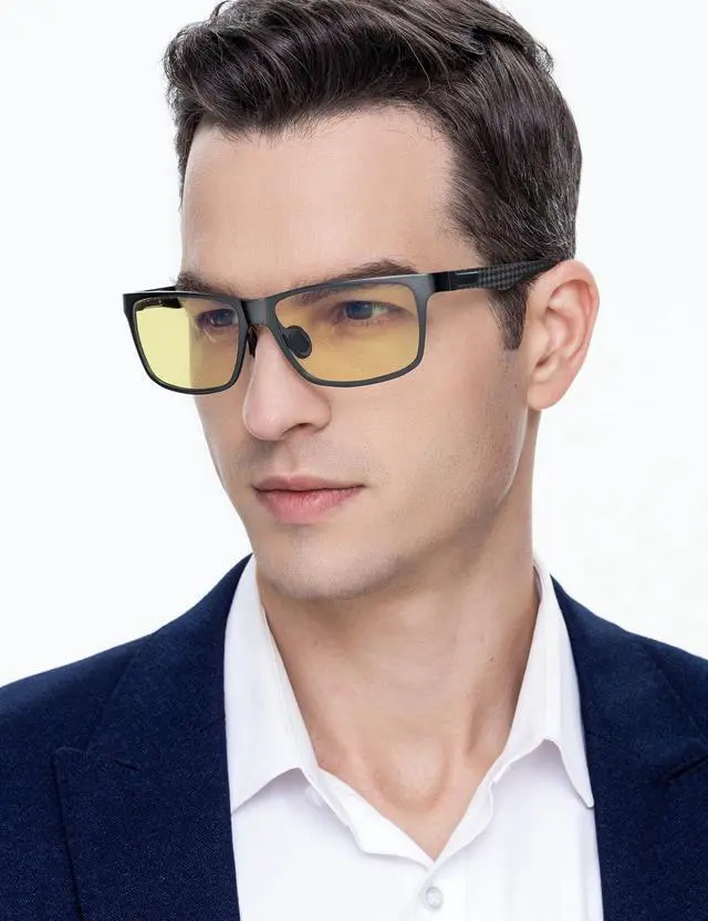 Alt view image 2 of 5 - ANYLUV Blue Light Blocking Glasses Men Computer Gaming Glasses Lightweight Al-Mg Metal Anti Eyestrain Eye Protection