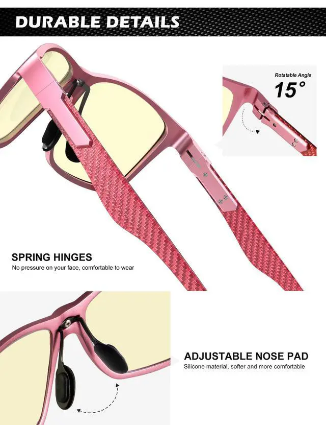 Alt view image 4 of 5 - ANYLUV Blue Light Blocking Glasses Men Computer Gaming Glasses Lightweight Al-Mg Metal Anti Eyestrain Eye Protection