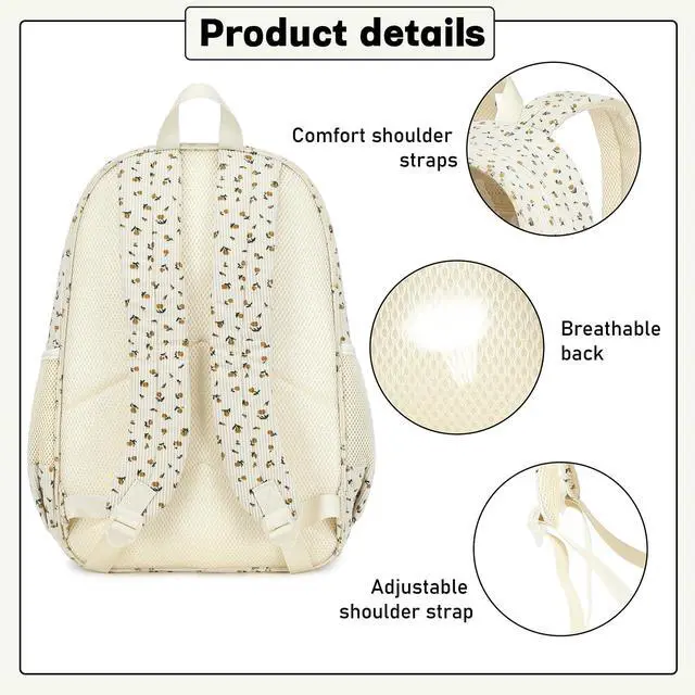 Alt view image 4 of 5 - CAMTOP Clear Backpack Heavy Duty Transparent Bag See Through BookBag for Student School Work Festival Sport Travel (Beige Yellow Flowers)