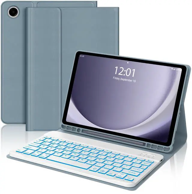 Main image of Keyboard Case for Samsung Galaxy Tab A9 Plus 11 Inch 2023 Detachable Keypad with Colors Backlight, for Samsung Tablet Keyboard A9+ Folio with Pen Holder, Protector Case with Backlit Key Board, Blue
