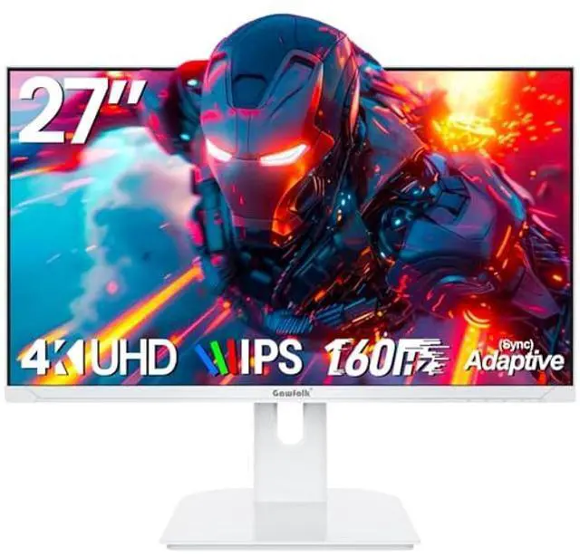 Main image of Gawfolk 27 Inch 4K Gaming Monitor 160Hz, White PC Computer Monitors UHD 3840 x 2160p, IPS Screen for Home & Office, Freesync, DP 1.4, HDMI 2.1, Eye Care, Wall Mount Compatible