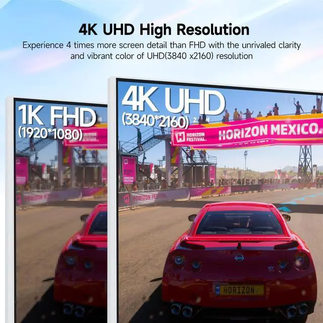 Alt view image 2 of 5 - Gawfolk 27 Inch 4K Gaming Monitor 160Hz, White PC Computer Monitors UHD 3840 x 2160p, IPS Screen for Home & Office, Freesync, DP 1.4, HDMI 2.1, Eye Care, Wall Mount Compatible