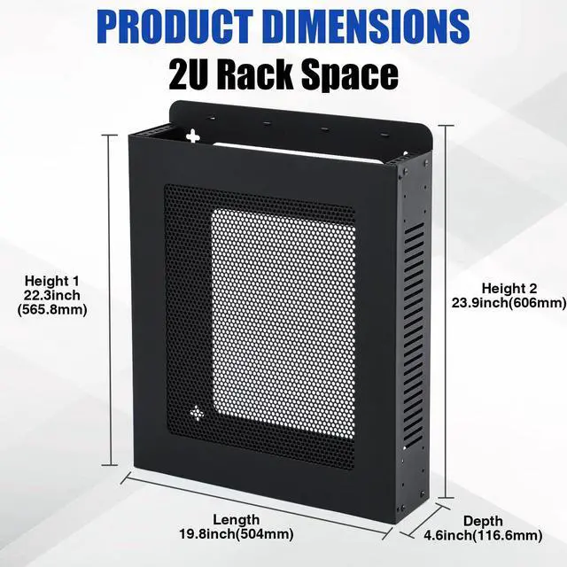 Alt view image 2 of 5 - Zonon 2U Vertical/Horizontal Wall Mountable Server Rack Network Rack for 19 Inch IT Equipment, Cable Modem, Telecom, A/V