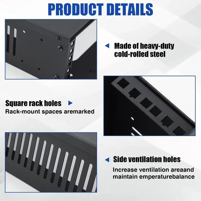 Alt view image 3 of 5 - Zonon 2U Vertical/Horizontal Wall Mountable Server Rack Network Rack for 19 Inch IT Equipment, Cable Modem, Telecom, A/V