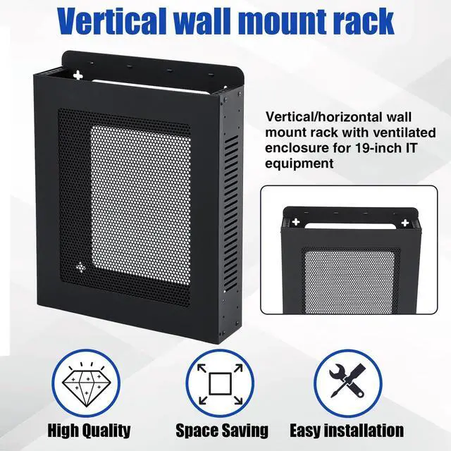 Alt view image 4 of 5 - Zonon 2U Vertical/Horizontal Wall Mountable Server Rack Network Rack for 19 Inch IT Equipment, Cable Modem, Telecom, A/V