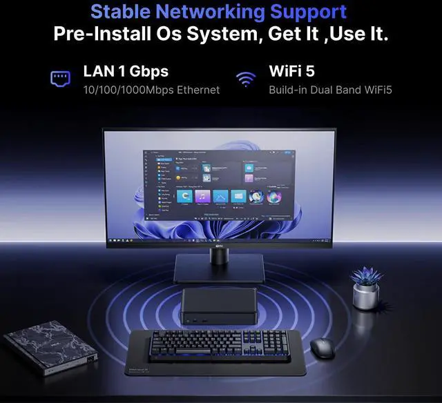 Alt view image 5 of 5 - waitloan NUC 8 Pro Chassis Element mini pc, NUC 8 Compute Element Core i5-8365U, with 8GB RAM & 512GB PCIe 4.0 NVMe SSD, Support Dual GbE/2×HDMI Dual Displays/WiFi 5/BT 5.1/Windows 11 Pro