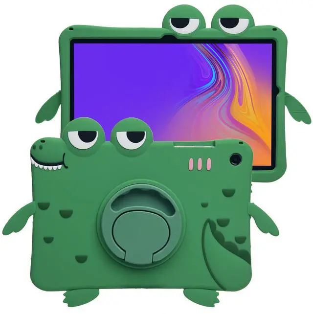 Main image of Cartoon Case for Samsung Galaxy Tab A7 10.4"MONEHOYSY Cute Soft Silicone Kickstand [Drop Proof,Shock Proof,Anti Slip] Back Stand Cover Case for Kids Children Teens Girls Boys (Dinosaur)