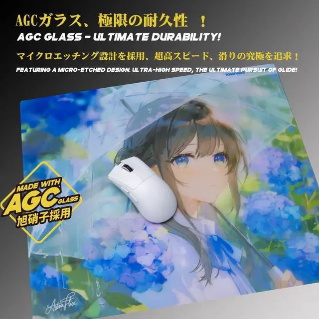 Alt view image 4 of 5 - TALONGAMES Glass Gaming Mouse Pad ULTRAPAD, Large 490×420mm Tempered Glass Mousepad for Esports, Ultra-Smooth Glide, Ultra-Thin 2mm Design, Anime, High Precision, Durable Non-Slip Base (P2-Nagisa)