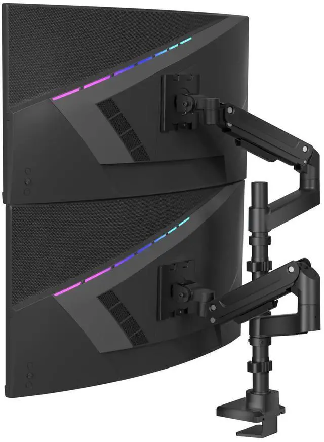 Main image of WALI Dual Monitor Mount for Ultrawide Heavy Duty Curved Monitor Stacking, Dual Monitor Arm Fits 17-49 Inch for Ultrawide Screens up to 44lbs, 49 inch Monitor Arm, Black