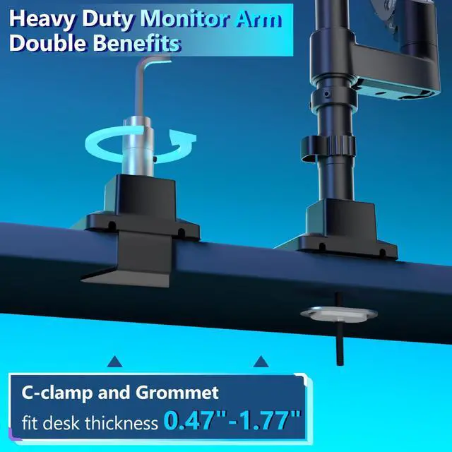 Alt view image 5 of 5 - WALI Dual Monitor Mount for Ultrawide Heavy Duty Curved Monitor Stacking, Dual Monitor Arm Fits 17-49 Inch for Ultrawide Screens up to 44lbs, 49 inch Monitor Arm, Black