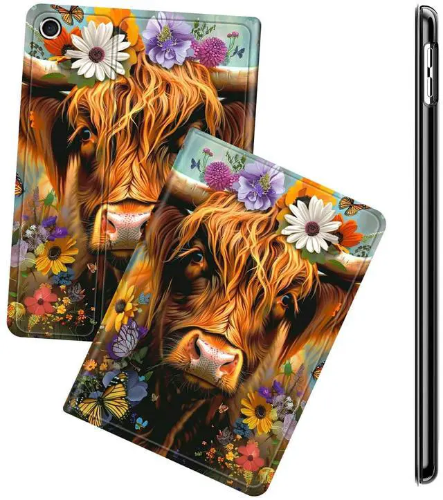 Main image of RWUTYTIUL for Amazon Fire HD 10 & 10 Plus Tablet Case 10.1"(13th Generation, 2023 Release), Multi-Angle Viewing Shockproof Smart Protective Case with Auto Wake/Sleep, Flower Cow