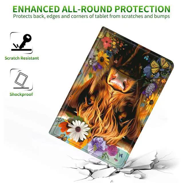 Alt view image 5 of 5 - RWUTYTIUL for Amazon Fire HD 10 & 10 Plus Tablet Case 10.1"(13th Generation, 2023 Release), Multi-Angle Viewing Shockproof Smart Protective Case with Auto Wake/Sleep, Flower Cow