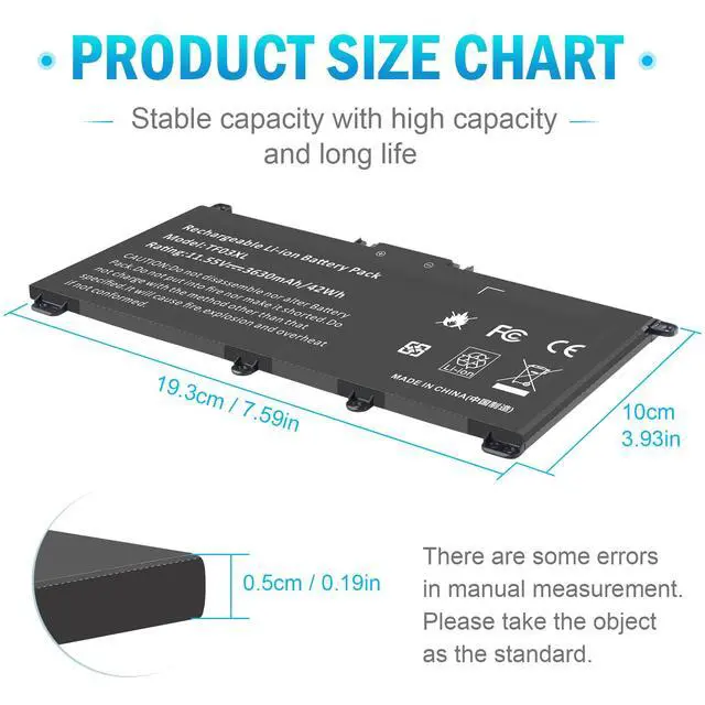 Alt view image 4 of 5 - ASUNCELL 42Wh TF03XL 920070-855 920046-421 Battery for HP Pavilion X360 15-CC 15-CD 15-cc154cl 15-cc060wm 15-cc152od 15-cc055od 15-cd040wm 17-AR007CA 17-AR050WM 920070-855, 11.55V