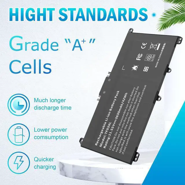 Alt view image 3 of 5 - ASUNCELL 42Wh TF03XL 920070-855 920046-421 Battery for HP Pavilion X360 15-CC 15-CD 15-cc154cl 15-cc060wm 15-cc152od 15-cc055od 15-cd040wm 17-AR007CA 17-AR050WM 920070-855, 11.55V