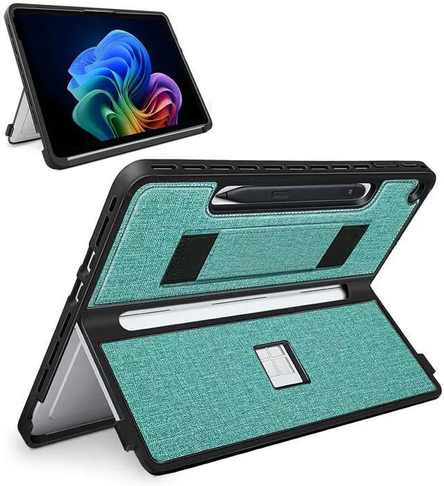 Main image of SSS·GRGB Protective Case for Microsoft Surface Pro 12 inch 2025 | Fall-Resistant Cover with Hand Strap | Compatible with Built-in Kickstand & Magnetic Slim Pen Storage & Type Cover Keyboard | Cyan