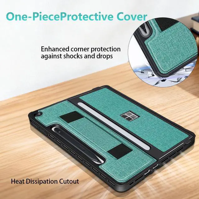 Alt view image 3 of 5 - SSS·GRGB Protective Case for Microsoft Surface Pro 12 inch 2025 | Fall-Resistant Cover with Hand Strap | Compatible with Built-in Kickstand & Magnetic Slim Pen Storage & Type Cover Keyboard | Cyan