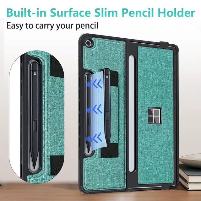 Alt view image 5 of 5 - SSS·GRGB Protective Case for Microsoft Surface Pro 12 inch 2025 | Fall-Resistant Cover with Hand Strap | Compatible with Built-in Kickstand & Magnetic Slim Pen Storage & Type Cover Keyboard | Cyan