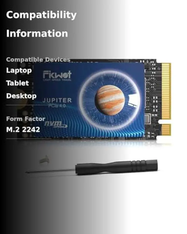 Alt view image 3 of 5 - Fikwot FX608_500GB M.2 2242 SSD, Up to 4900MB/s, PCIe Gen4x4 NVMe 3D TLC NAND Flash Internal Solid State Drive, Compatible with Ultrabooks, Laptops, Mini PCs and Desktop