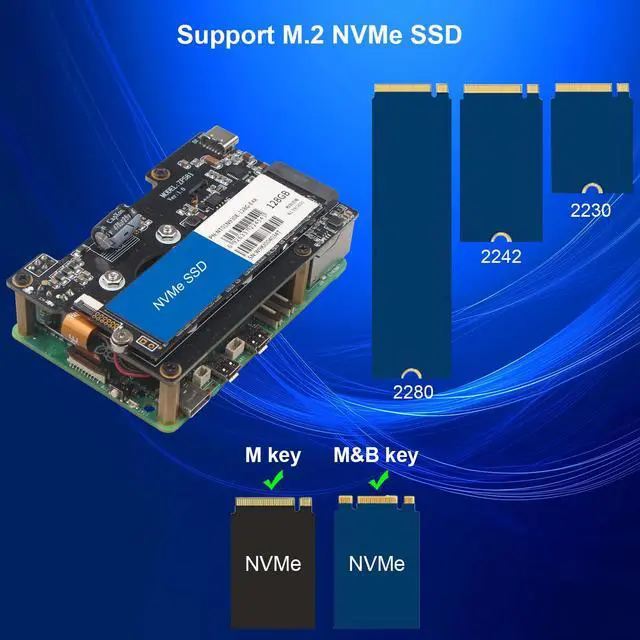 Alt view image 4 of 5 - ZDE ZP581 PoE+ HAT PCIe to M.2 Key M NVMe SSD Adapter Board Power Over Ethernet with Onboard Cooling Fan for Raspberry Pi 5 Support 802.3af/at Network Standard M.2 NVMe SSD 2230 2242 2280