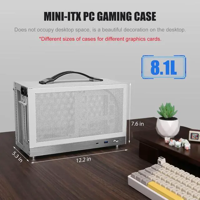 Alt view image 2 of 5 - S300 - Gaming Case - Front I/O USB 3.0 Type - C Port - SFX Power Supply 100-130mm -Cable Management System - luminum Mini-ITX Motherboard Small Portable for PC (PCIe 3.0 16X Riser Cable)