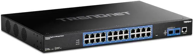 Main image of TRENDnet 26-Port Industrial Gigabit L2 Managed Rackmount Switch, TI-RG262i, 24 x Gigabit Ports, 2 x SFP Ports, IP30 Rated Metal Housing, Lifetime Protection, Black