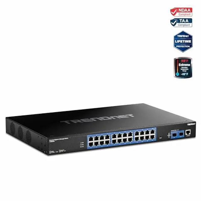 Alt view image 4 of 5 - TRENDnet 26-Port Industrial Gigabit L2 Managed Rackmount Switch, TI-RG262i, 24 x Gigabit Ports, 2 x SFP Ports, IP30 Rated Metal Housing, Lifetime Protection, Black
