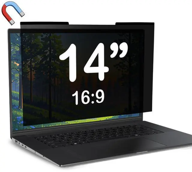 Main image of Magnetic Laptop Privacy Screen 14 inch for 16:9 Computer Monitor, Removable Anti-Glare Screen Privacy Shield, Screen Filter and Protector for Laptop (12 3/16" × 6 7/8"), Fits (FHD 1920 × 1080)