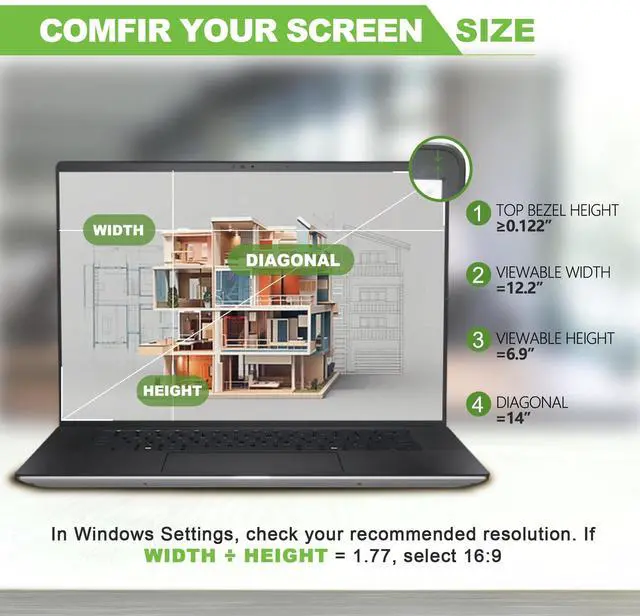 Alt view image 2 of 5 - Magnetic Laptop Privacy Screen 14 inch for 16:9 Computer Monitor, Removable Anti-Glare Screen Privacy Shield, Screen Filter and Protector for Laptop (12 3/16" × 6 7/8"), Fits (FHD 1920 × 1080)