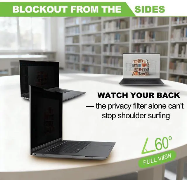 Alt view image 3 of 5 - Magnetic Laptop Privacy Screen 14 inch for 16:9 Computer Monitor, Removable Anti-Glare Screen Privacy Shield, Screen Filter and Protector for Laptop (12 3/16" × 6 7/8"), Fits (FHD 1920 × 1080)