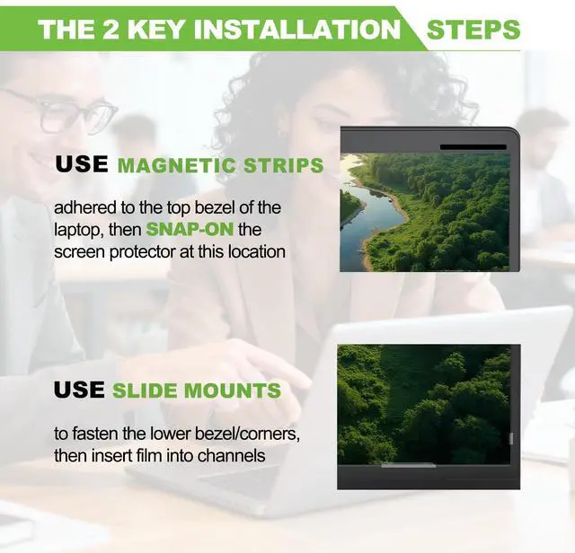 Alt view image 4 of 5 - Magnetic Laptop Privacy Screen 14 inch for 16:9 Computer Monitor, Removable Anti-Glare Screen Privacy Shield, Screen Filter and Protector for Laptop (12 3/16" × 6 7/8"), Fits (FHD 1920 × 1080)