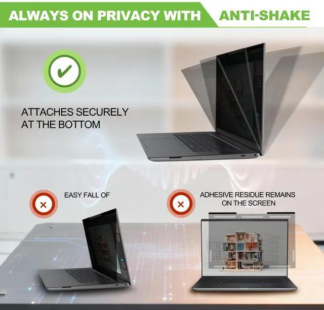 Alt view image 5 of 5 - Magnetic Laptop Privacy Screen 14 inch for 16:9 Computer Monitor, Removable Anti-Glare Screen Privacy Shield, Screen Filter and Protector for Laptop (12 3/16" × 6 7/8"), Fits (FHD 1920 × 1080)