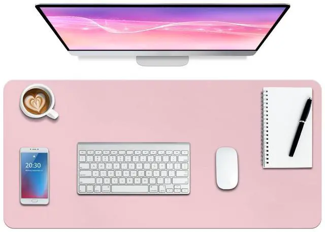 Main image of Boutilon Leather Desk Pad Protector,Non-Slip Mouse Pad,Laptop Desk Pad,Office Mouse Mat,Waterproof Leather Desk Blotter,Desk Writing Pad for Office and Home (XXL-Light Pink,47.2"x 17")