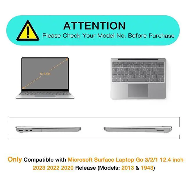 Alt view image 2 of 5 - MOSISO Case Only Compatible with Microsoft Surface Laptop Go 3/2/1 12.4 inch 2023 2022 2020 Release (models: 2013 & 1943), Plastic Garden Flowers Hard Shell&Keyboard Cover&Screen Protector,Transparent