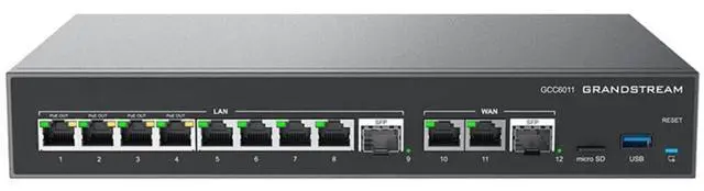 Main image of Grandstream Built-in IPPBX (10 Users, 4 Concurrent Calls) + Enterprise-Grade Firewall + VPN Router + 2 x 2.5 Gb, 10 x GigE Network Switch GS-GCC6011