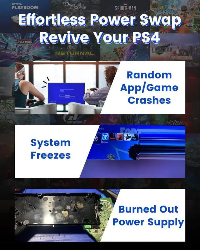 Alt view image 5 of 5 - LHM for PS4 Power Supply Replacement ADP-200ER/N14-200P1A with Power Cord, for CUH-12xx Series Host Source Replacement(4 pin) with Repair Tools and Manual