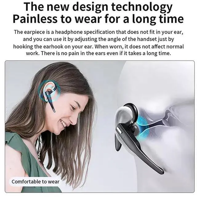 Alt view image 5 of 5 - Business Wireless Headset with Mic for Work IPX7 Waterproof  50H Battery (8H+Case) Bluetooth 5.3 Earpiece  PC-Ready for Driving & Office