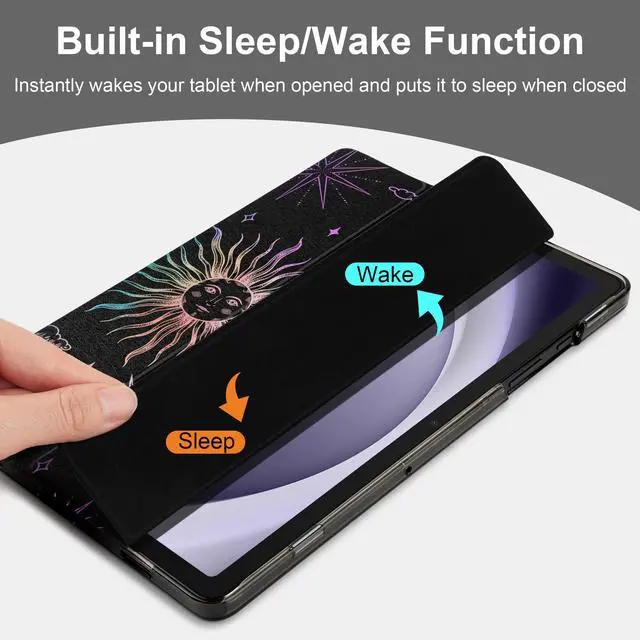 Alt view image 4 of 5 - DONGKE Case for Samsung Galaxy Tab A9+/A9 Plus 11 inch 2024 2023 (SM-X210/X216/X218), Slim Stand Hard PC Translucent Back Shell Smart Cover, Auto Wake/Sleep - Moon & Stars