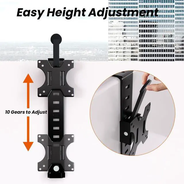 Alt view image 4 of 5 - PUTORSEN 13-35 Inch Cubicle Monitor Hanger, Height Adjustable Mount With VESA 7575mm and 100100mm, Clamp Hook Top Holds Up to 26.4 lbs, Black, YPT18-H01