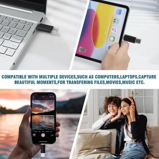 Alt view image 3 of 3 - 256GB Dual USB C Flash Drive USB 3.0 Flash Drive Type C + USB A Portable Type-C Flash Drive 2-in-1 USB-C Thumb Drive for Smartphone Tablet Computer Mac iPhone 15, Blue