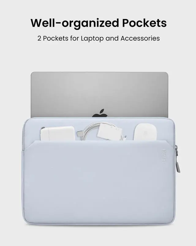 Alt view image 3 of 5 - tomtoc Slim Laptop Sleeve Case for 13-inch New MacBook Air M4/A3420 M3/A3113 M2/A2681, M1/A2337 2025-2018, MacBook Pro M2/M1, Water-Resistant Protective Carrying Case with Accessories Pocket