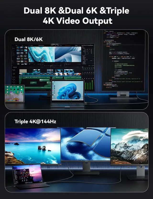 Alt view image 4 of 5 - 80Gbps USB 4 V2 Cable for Thunderbolt 4 Cable [2 Pack 3.3FT], PD 3.1 240W Fast Charging USB C Data Transfer Cable, Dual 8K/6K Video Monitor for Thunderbolt 5, iPhone, MacBook, Mac mini, SSD, Dell XPS