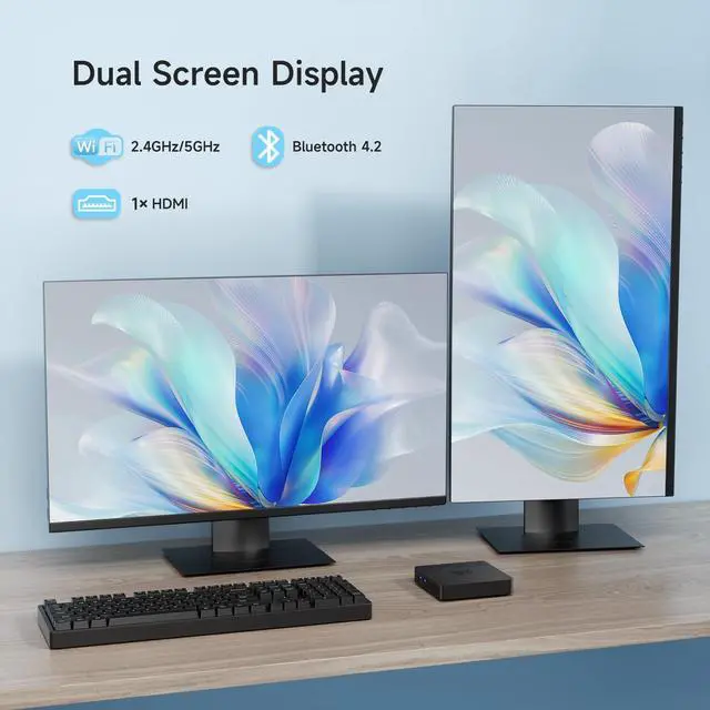 Alt view image 3 of 5 - Mini PC N4000 Processor, 8GB RAM 128GB EMMC | Fanless Silent Operation Office Mini Computer with 4K Dual Screen Output HDMI/VGA Port, WiFi 5 BT4.2 for Home Theatre Micro Computer