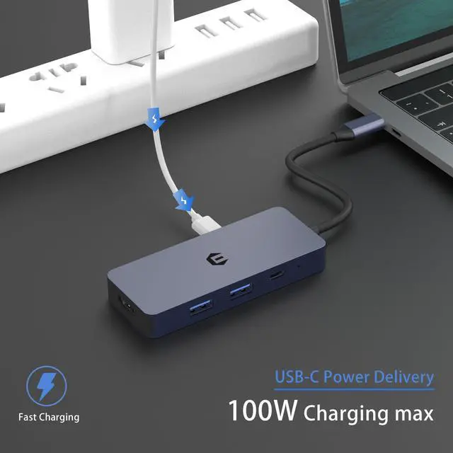 Alt view image 5 of 5 - USB C Hub, 7 Ports USB 3.0 Hub with 5Gbps Data Transfer, USB C to HDMI with HDMI, USB C 3.0/2.0, SD/TF, PD 100W Compatible with Type C MacBook, Mac Pro, iMac