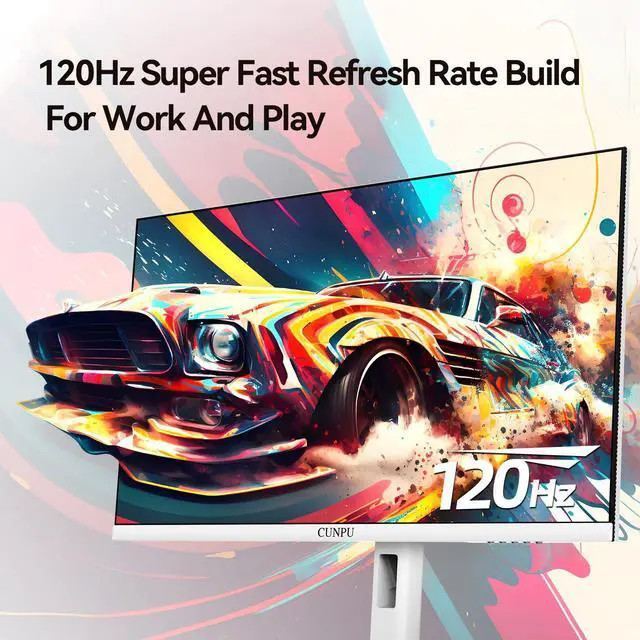 Alt view image 2 of 5 - CUNPU 27 Inch 2560x1440p 120Hz White Monitor, IPS Ultra-Thin Bezel Computer Gaming Monitor, 100% sRGB, 16.7M Colors, Adaptive Sync, HDMI/DP, VESA 100x100mm, Eye Care, Tilt Adjustable for Game and Work