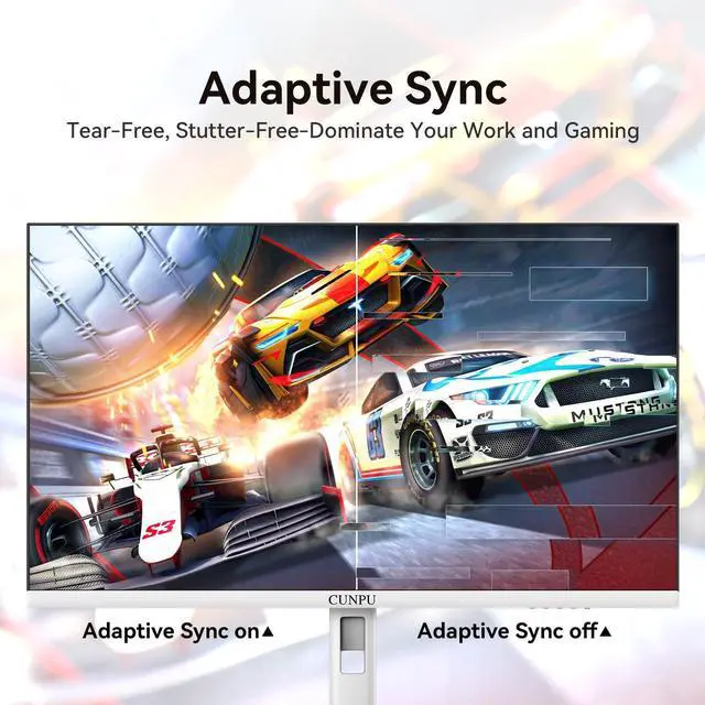 Alt view image 4 of 5 - CUNPU 27 Inch 2560x1440p 120Hz White Monitor, IPS Ultra-Thin Bezel Computer Gaming Monitor, 100% sRGB, 16.7M Colors, Adaptive Sync, HDMI/DP, VESA 100x100mm, Eye Care, Tilt Adjustable for Game and Work