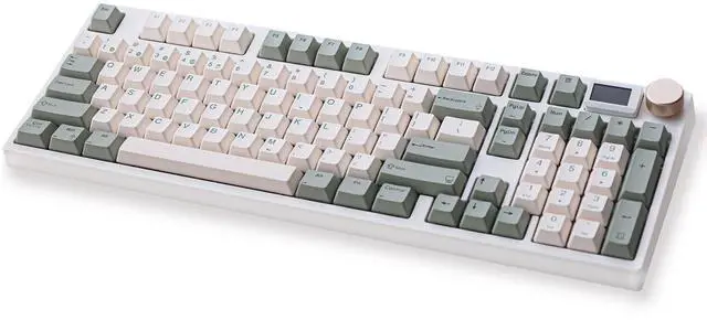 Main image of NJ98 Wireless Custom Mechanical Keyboard with Screen Knob 96% Hot Swappable RGB Keyboard Mac Windows (Pale Green, Steel Plate-Box Deep Sea)